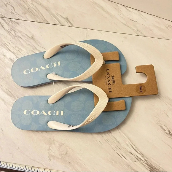 Coach Zak Flip Flop Chambray/Blue Sandals - Picture 9 of 12